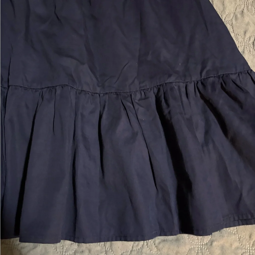 NWT Madewell Women's Navy Blue Ruffle-Tiered Short Sleeve V Neck Dress Size 12